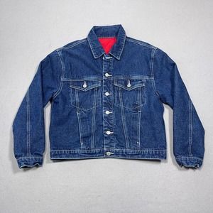J.‎ Galt Shanghai Jean Jacket Women’s Small Full Red Lining Dark Wash Denim